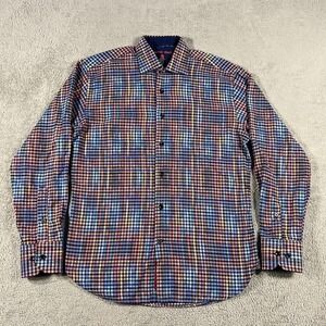 Luchiano Visconti Black Shirt Mens Small Dress Colorful Button Up Long Sleeve